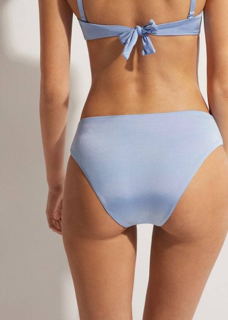 Calzedonia High Waist Abu Dhabi Women's Bikini Bottoms Blue | CA 2775YU