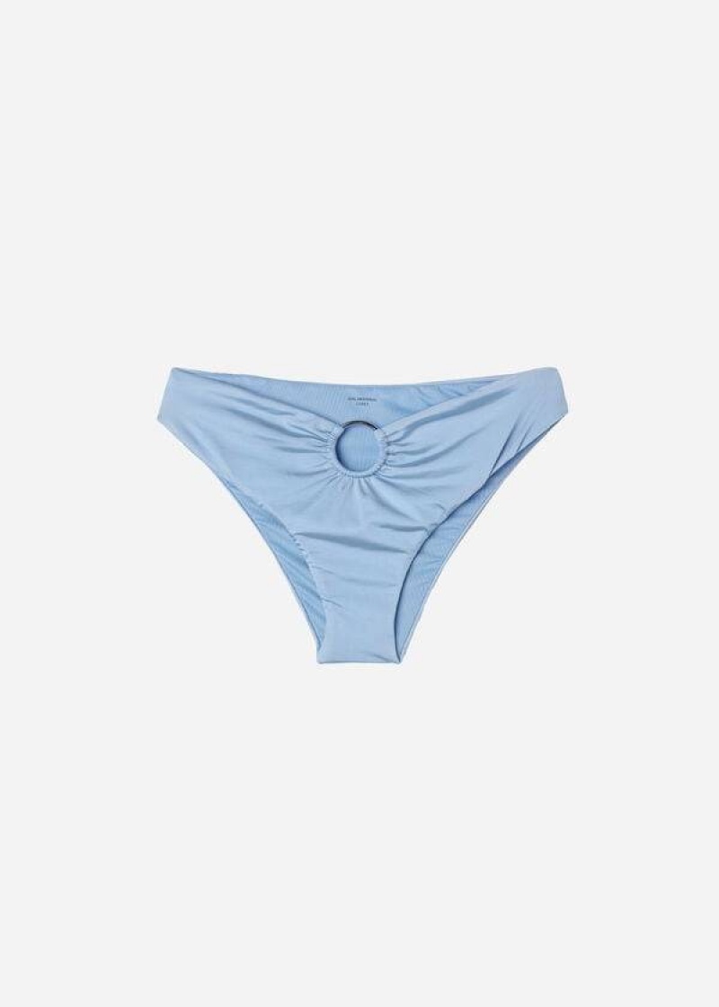 Calzedonia High Waist Abu Dhabi Women's Bikini Bottoms Blue | CA 2775YU