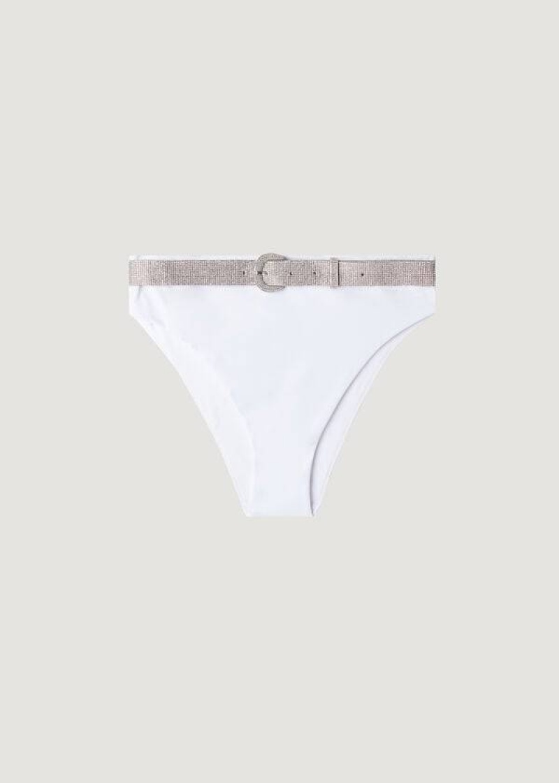 Calzedonia High Waist Dubai Women's Bikini Bottoms White | CA 2768DN