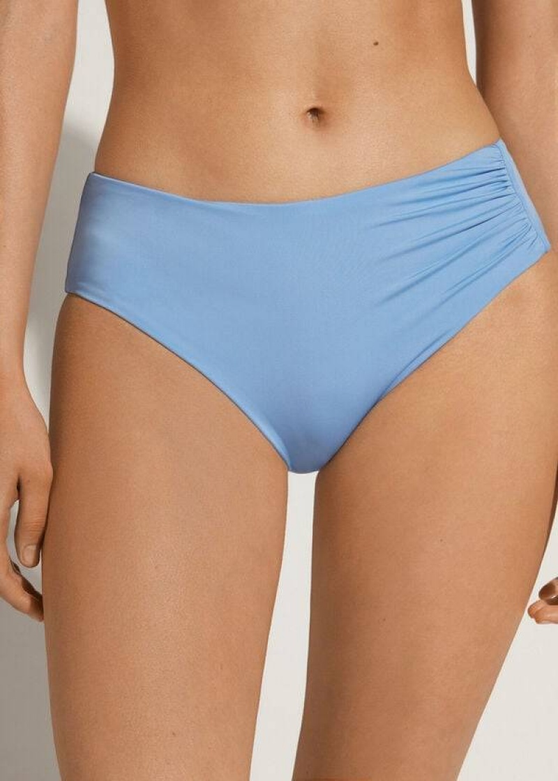 Calzedonia High Waist Indonesia Eco Women\'s Bikini Bottoms Blue | CA 2767FM