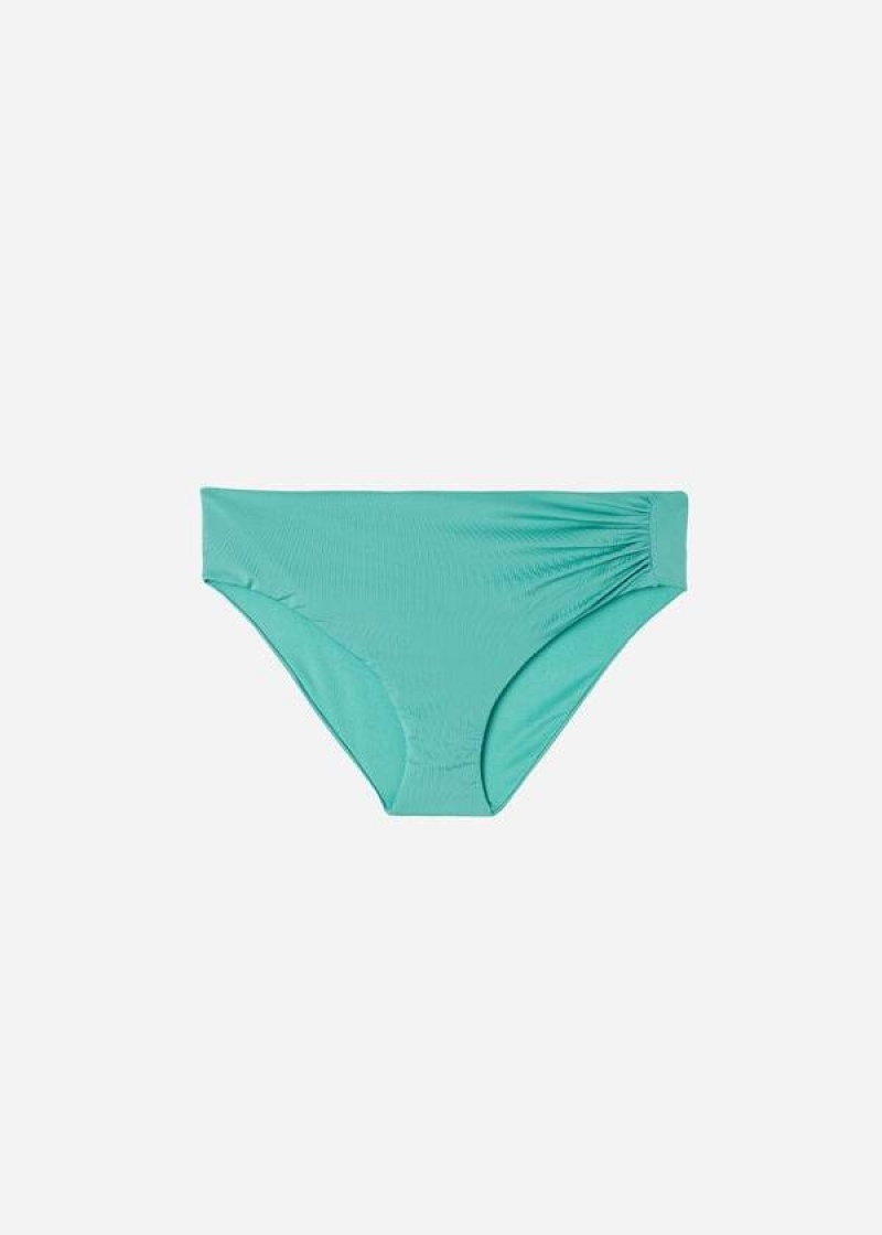 Calzedonia High Waist Indonesia Eco Women's Bikini Bottoms Turquoise | CA 2765HK