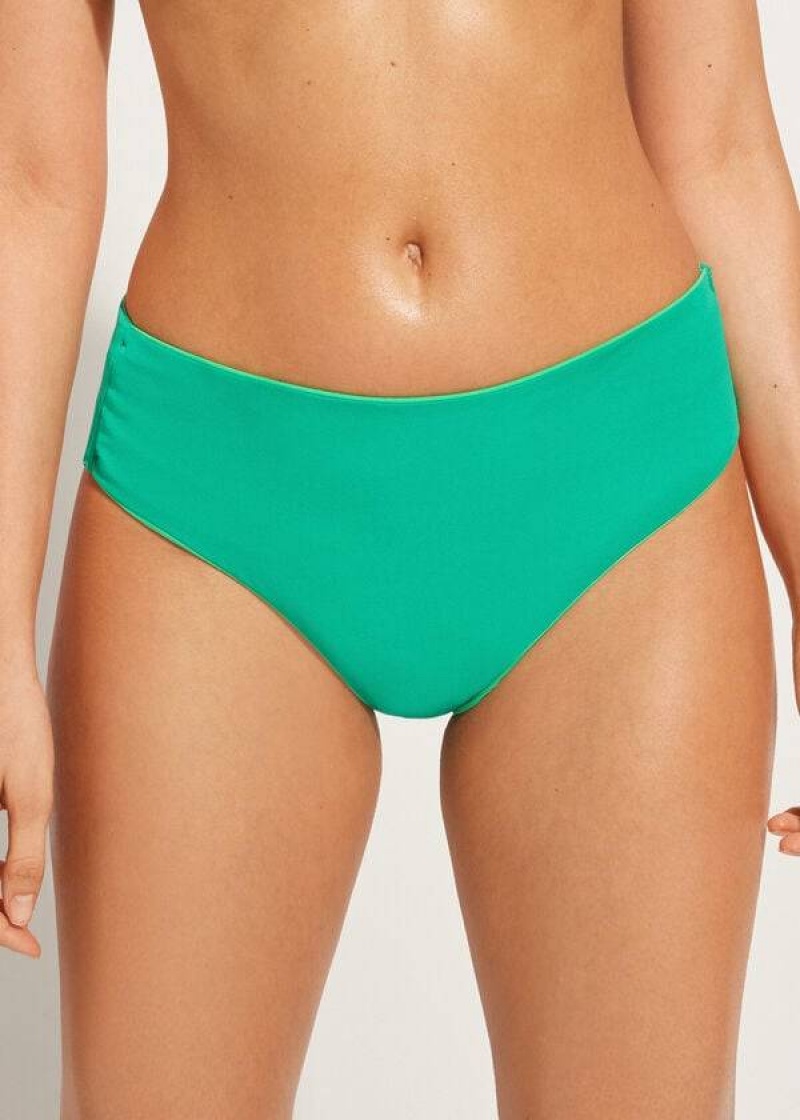 Calzedonia High Waist Indonesia Eco Women's Bikini Bottoms Green | CA 2761LH