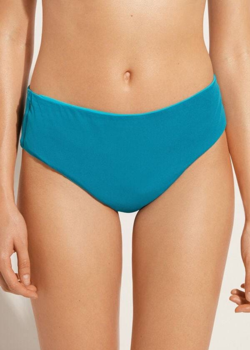 Calzedonia High Waist Indonesia Eco Women's Bikini Bottoms Turquoise Green | CA 2758CE