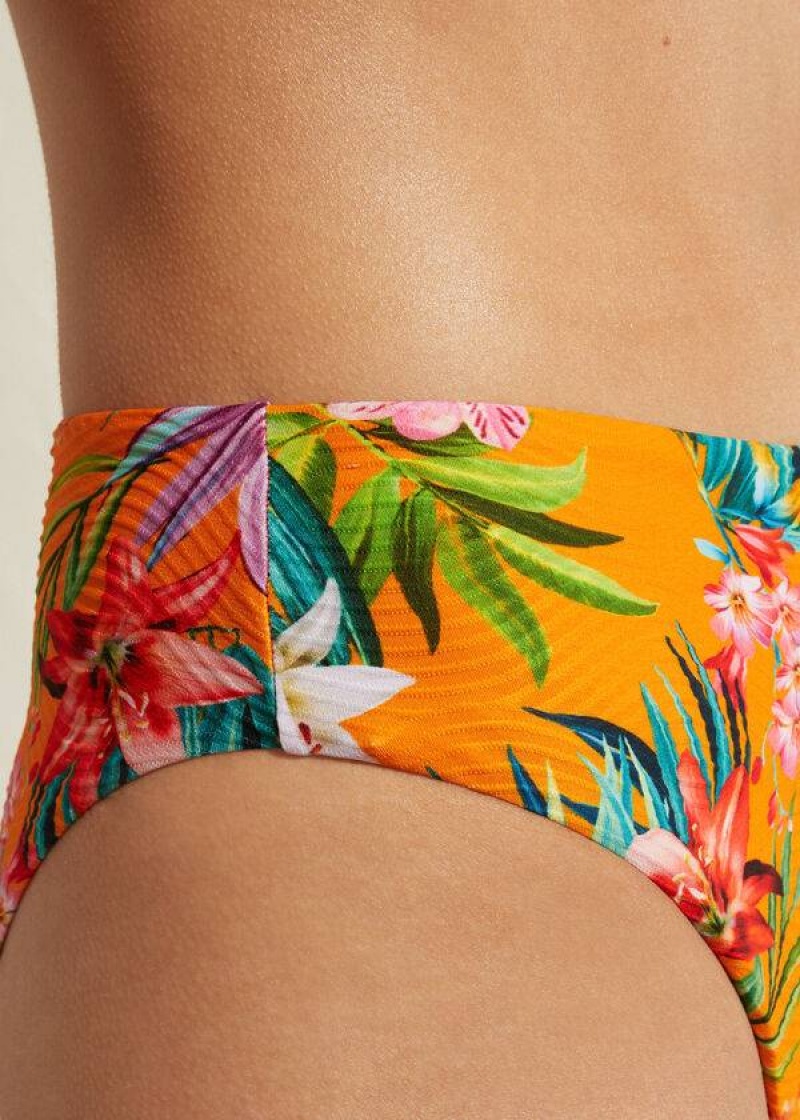 Calzedonia High Waist Rio Eco Women's Bikini Bottoms Orange | CA 2753QZ