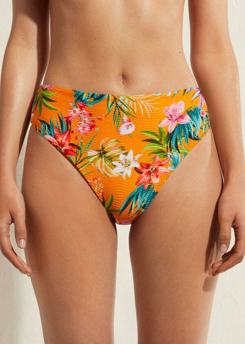 Calzedonia High Waist Rio Eco Women\'s Bikini Bottoms Orange | CA 2753QZ