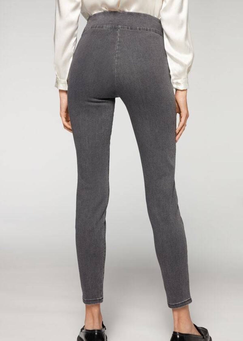 Calzedonia High Waist Skinny Denim Women's Leggings Grey | CA 1535RW