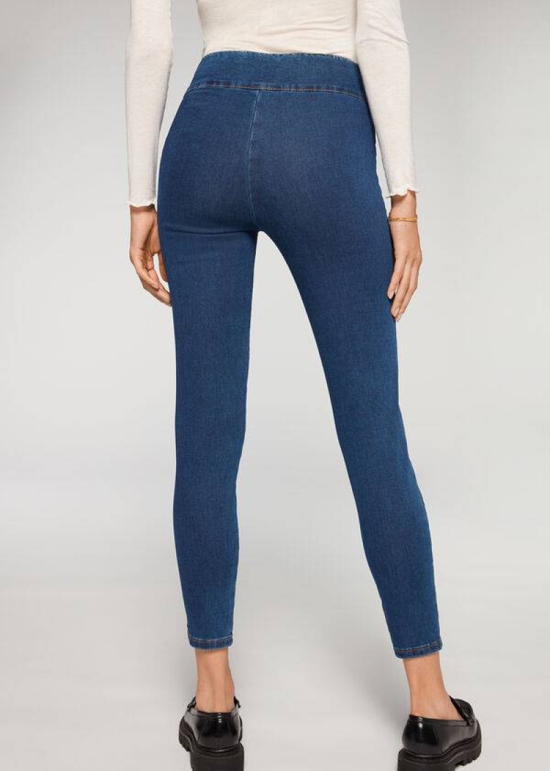 Calzedonia High Waist Skinny Denim Women's Leggings Blue | CA 1533WY