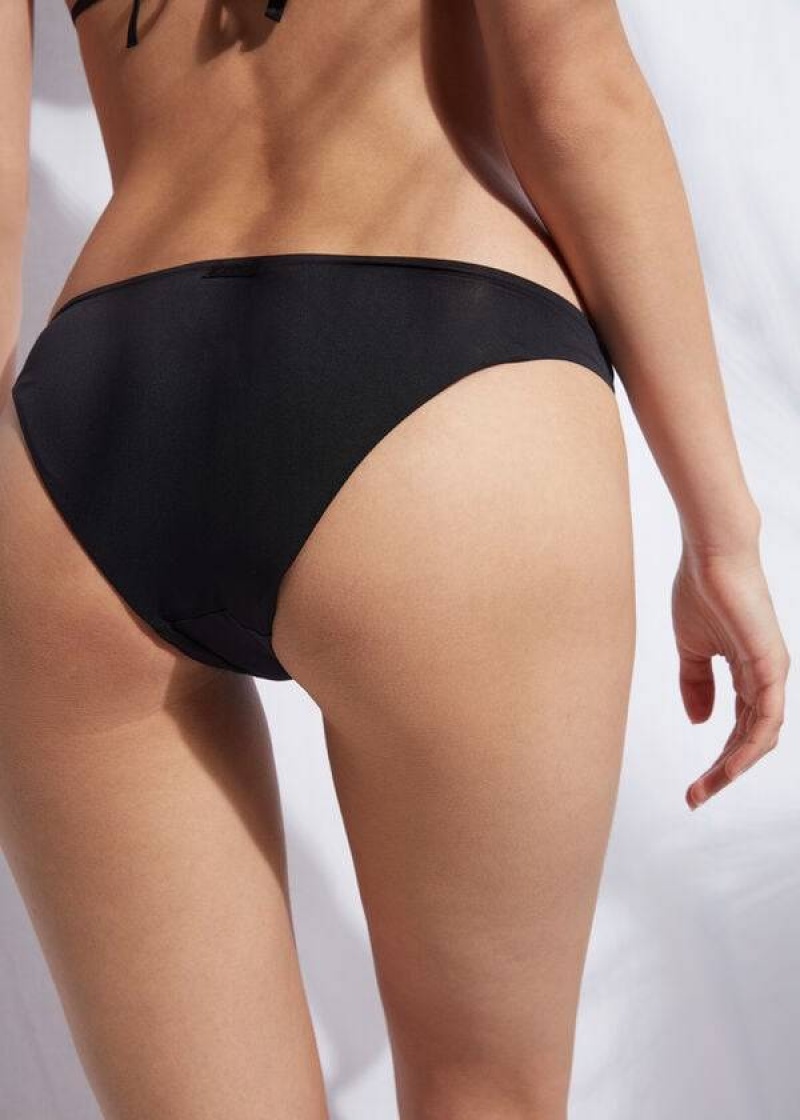 Calzedonia Indonesia Eco Low rise Women's Bikini Bottoms Black | CA 2718PQ