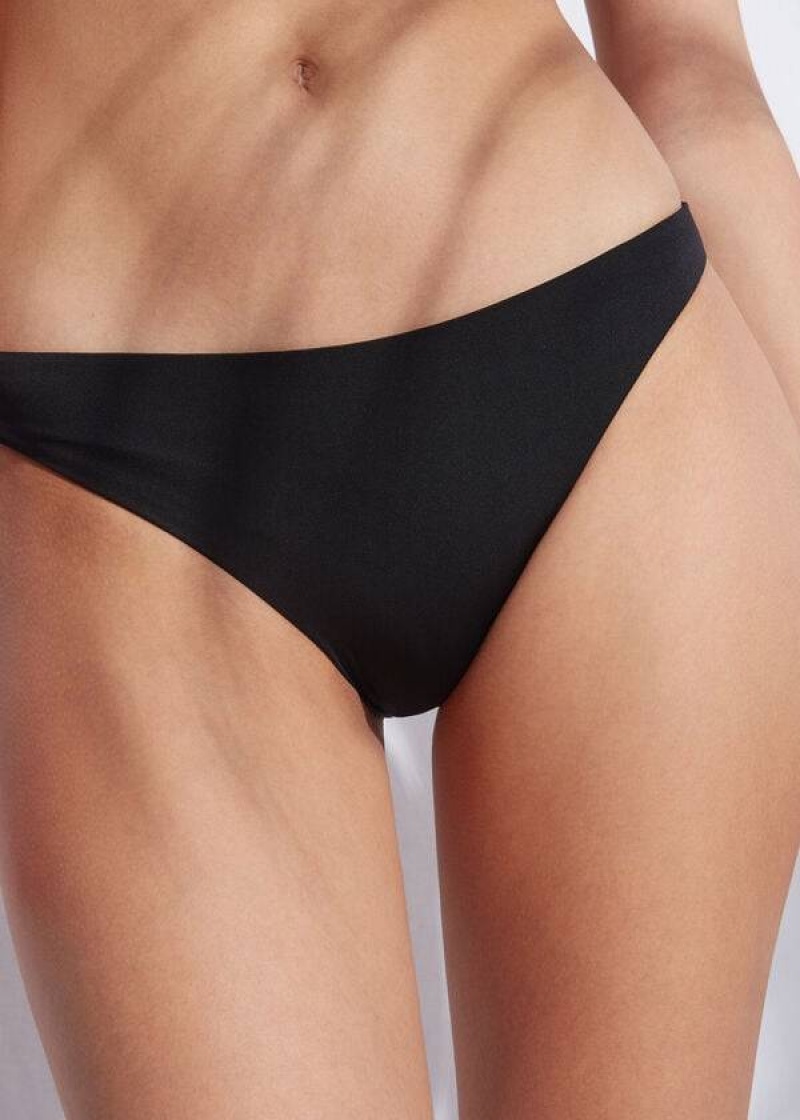 Calzedonia Indonesia Eco Low rise Women\'s Bikini Bottoms Black | CA 2718PQ