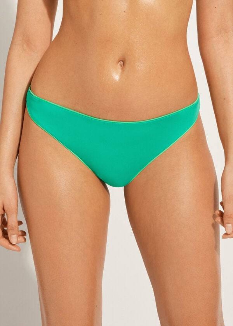 Calzedonia Indonesia Eco Low rise Women's Bikini Bottoms Green | CA 2717AP