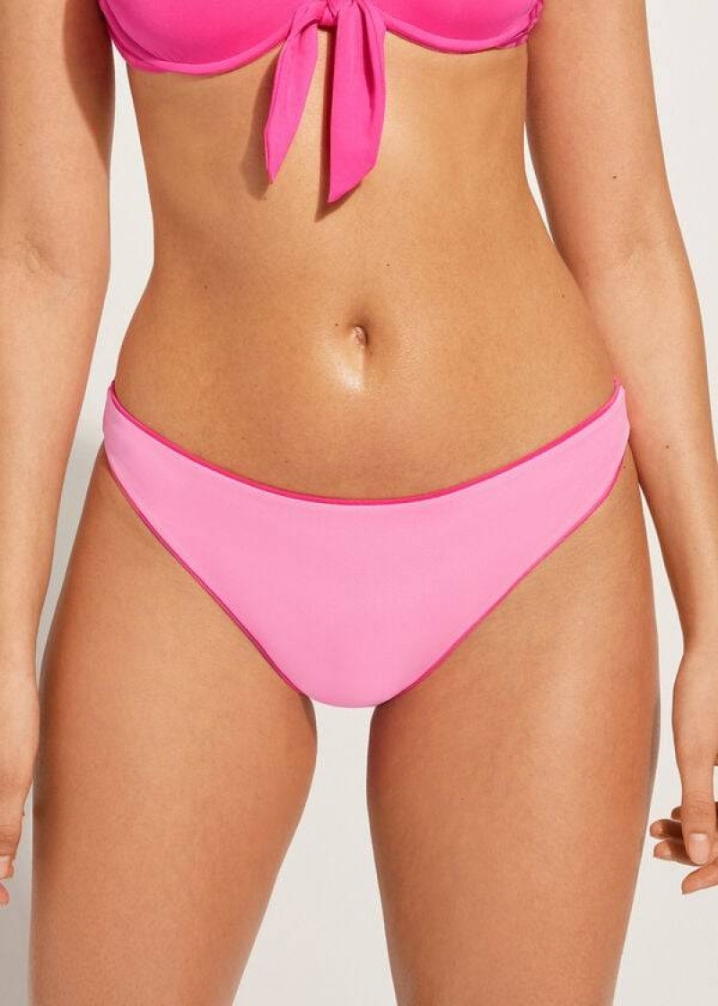 Calzedonia Indonesia Eco Low rise Women's Bikini Bottoms Pink | CA 2716SO