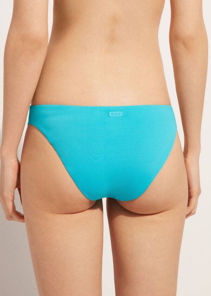 Calzedonia Indonesia Eco Low rise Women's Bikini Bottoms Turquoise | CA 2715DN