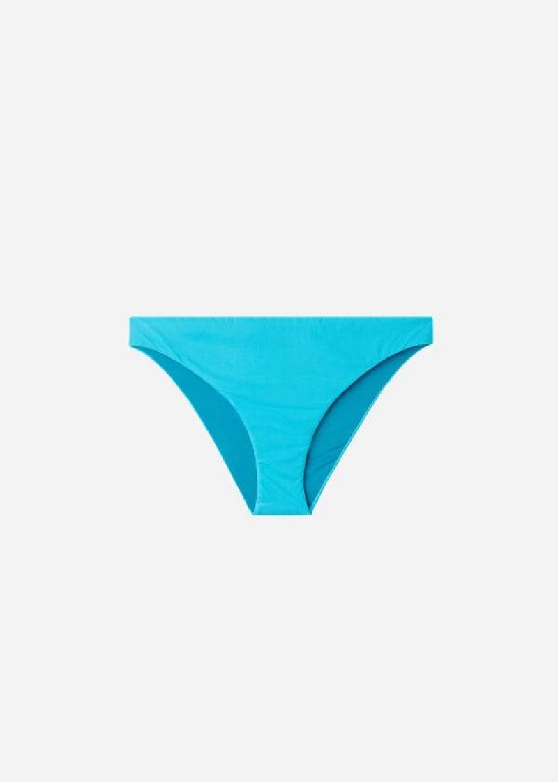 Calzedonia Indonesia Eco Low rise Women's Bikini Bottoms Turquoise | CA 2715DN