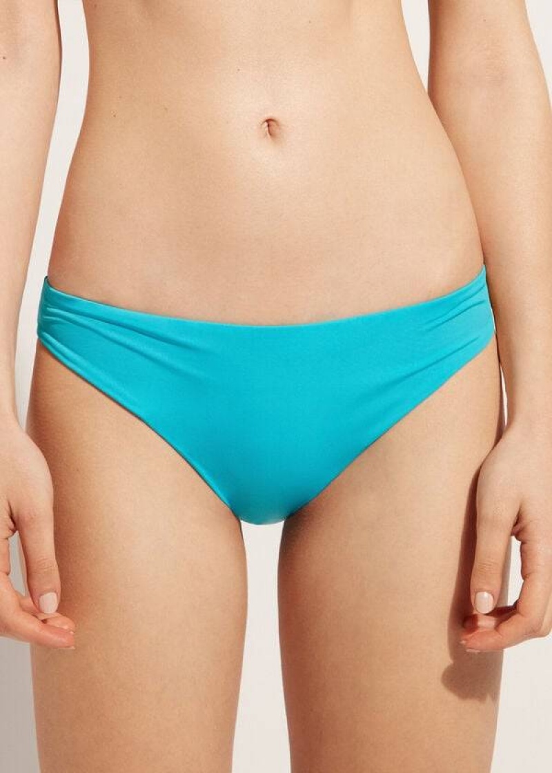 Calzedonia Indonesia Eco Low rise Women\'s Bikini Bottoms Turquoise | CA 2715DN