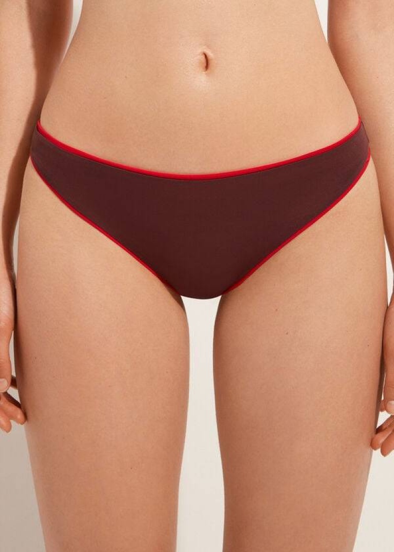 Calzedonia Indonesia Eco Low rise Women's Bikini Bottoms Red | CA 2714FM