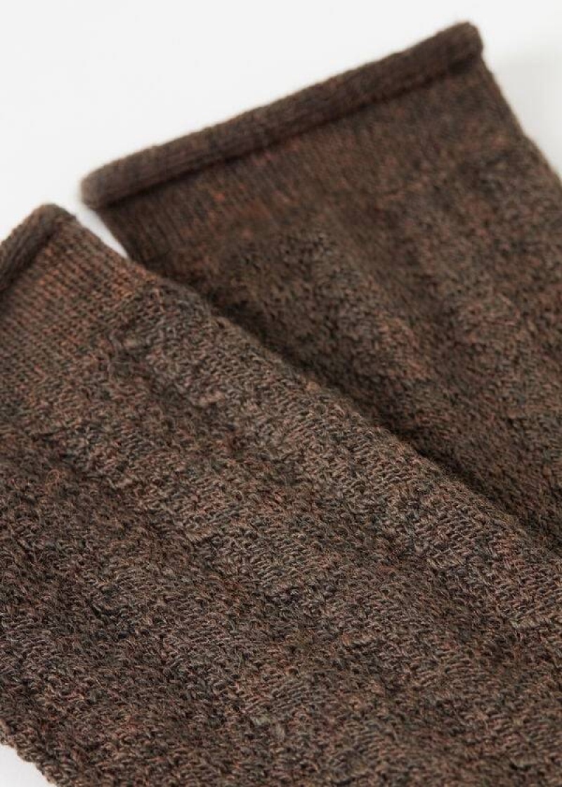 Calzedonia Knee High with Open Knit Wool Long Women's Socks Brown | CA 1949WY