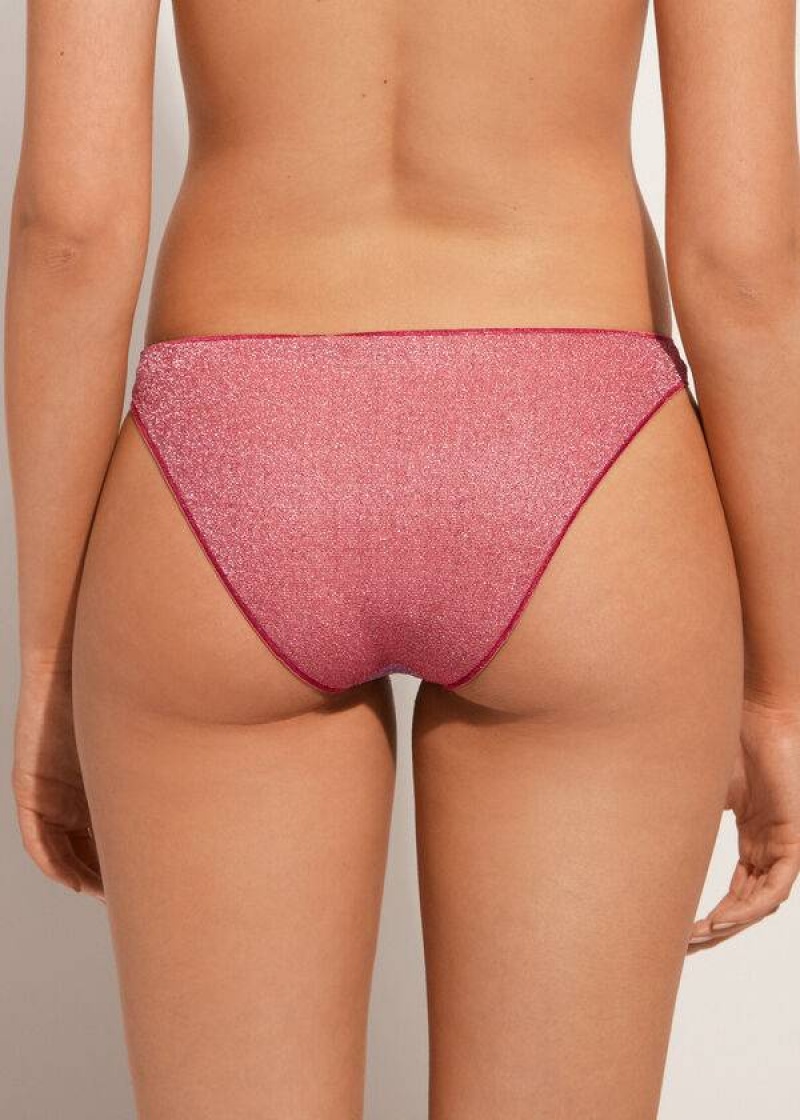 Calzedonia Lamé Lisbona Women's Bikini Bottoms Pink | CA 2702IS