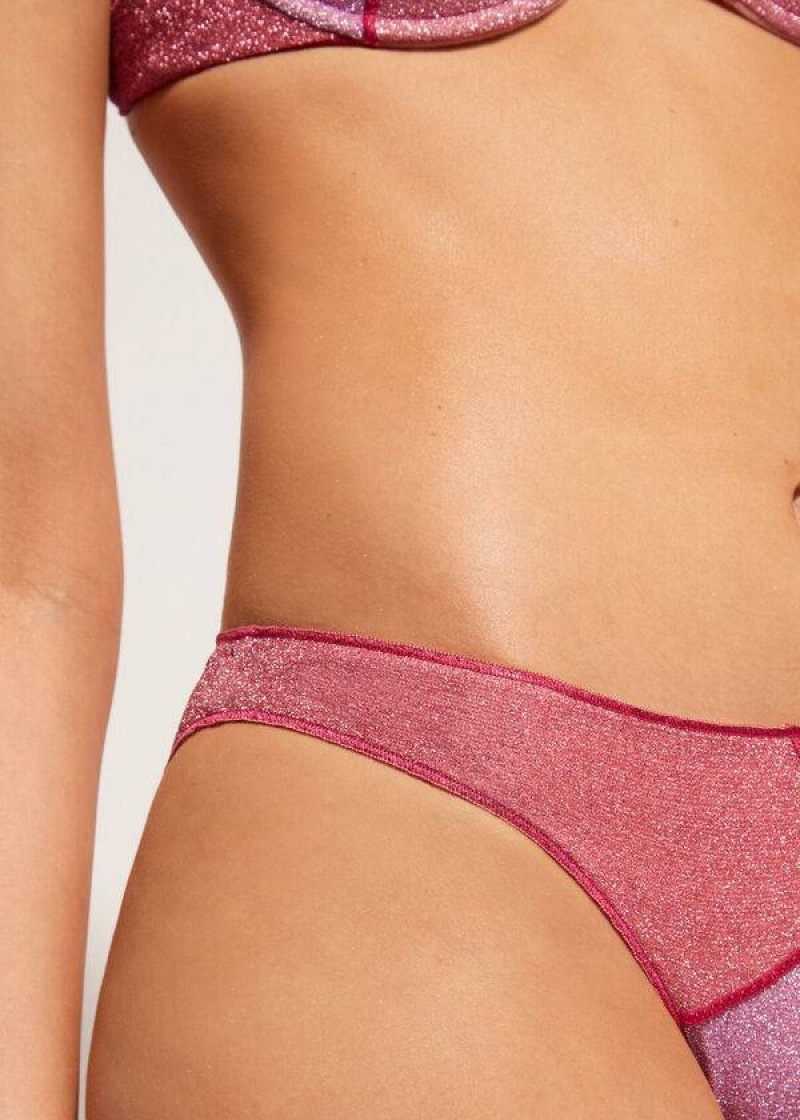 Calzedonia Lamé Lisbona Women's Bikini Bottoms Pink | CA 2702IS