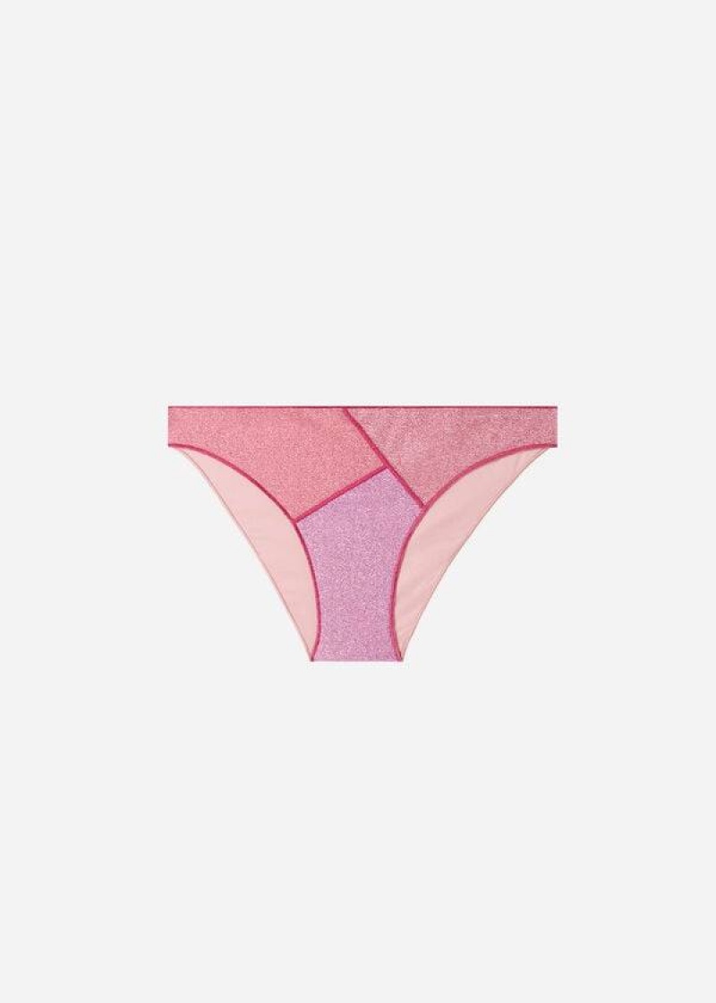 Calzedonia Lamé Lisbona Women's Bikini Bottoms Pink | CA 2702IS