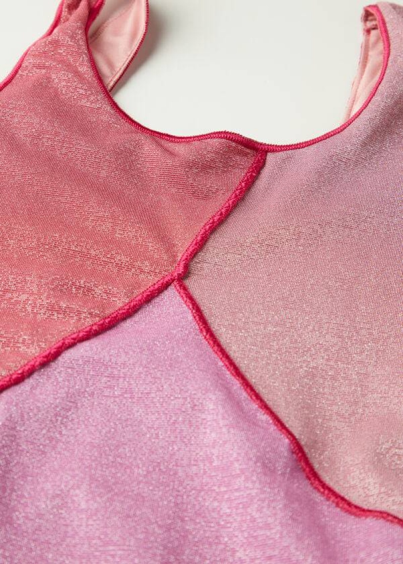 Calzedonia Lamé One Piece Lisbona Kids' Swimsuits Pink | CA 1150OR