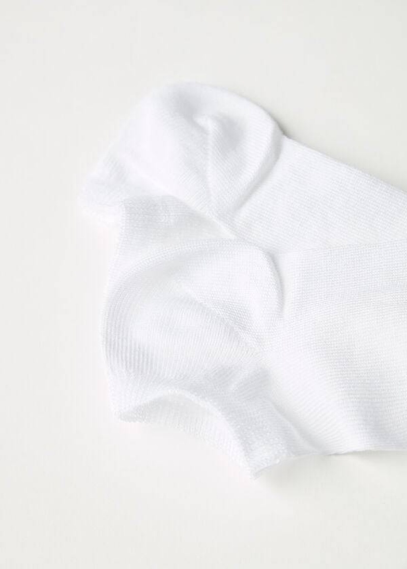 Calzedonia Light Cotton Ankle Short Kids' Socks White | CA 1003KI