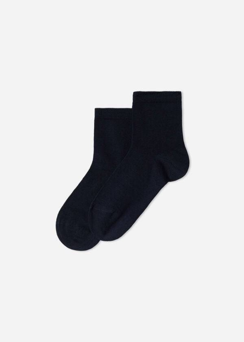 Calzedonia Light Cotton Short Kids\' Socks Navy | CA 1082LH