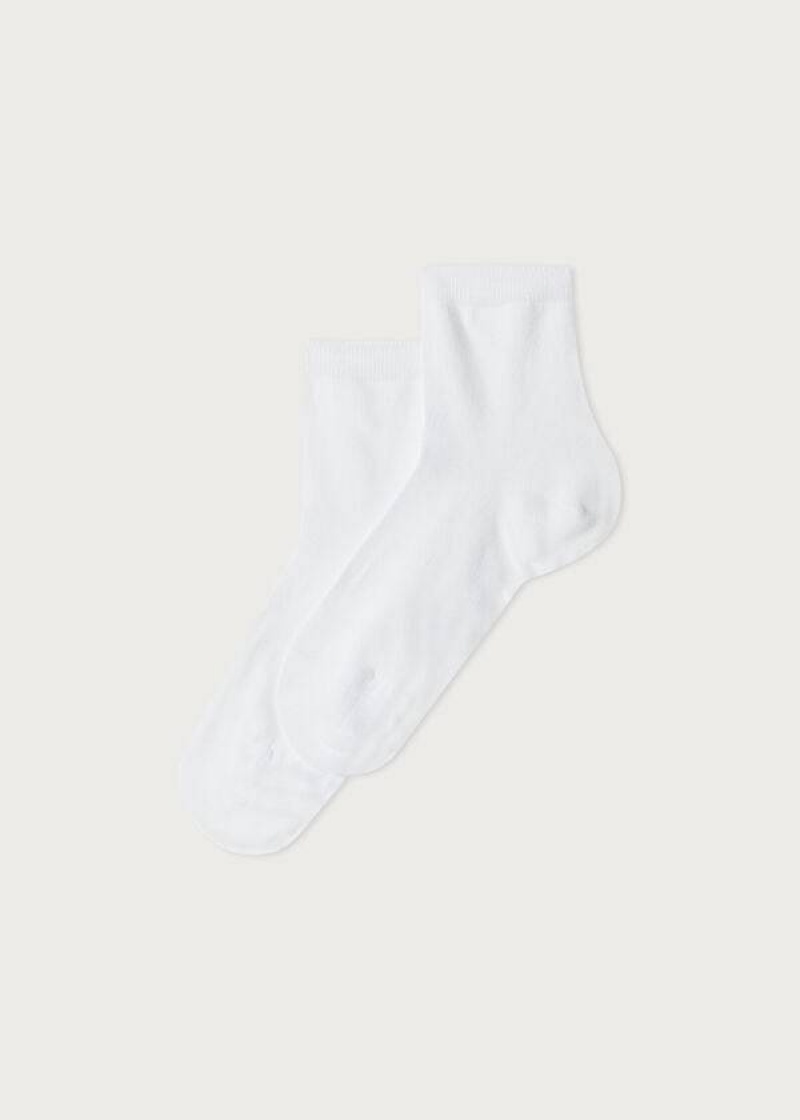 Calzedonia Light Cotton Short Kids\' Socks White | CA 1078GL