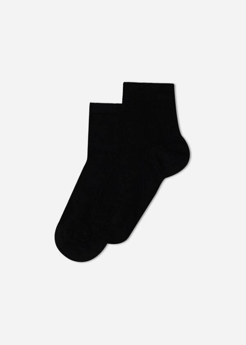 Calzedonia Light Cotton Short Kids\' Socks Black | CA 1006XF