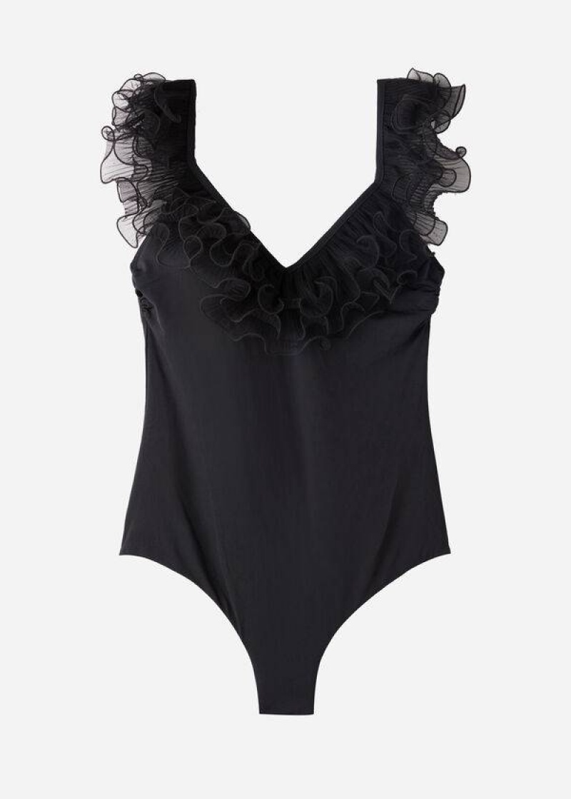 Calzedonia Lightly Padded One Piece Singapore Women's Swimsuits Black | CA 2038DN