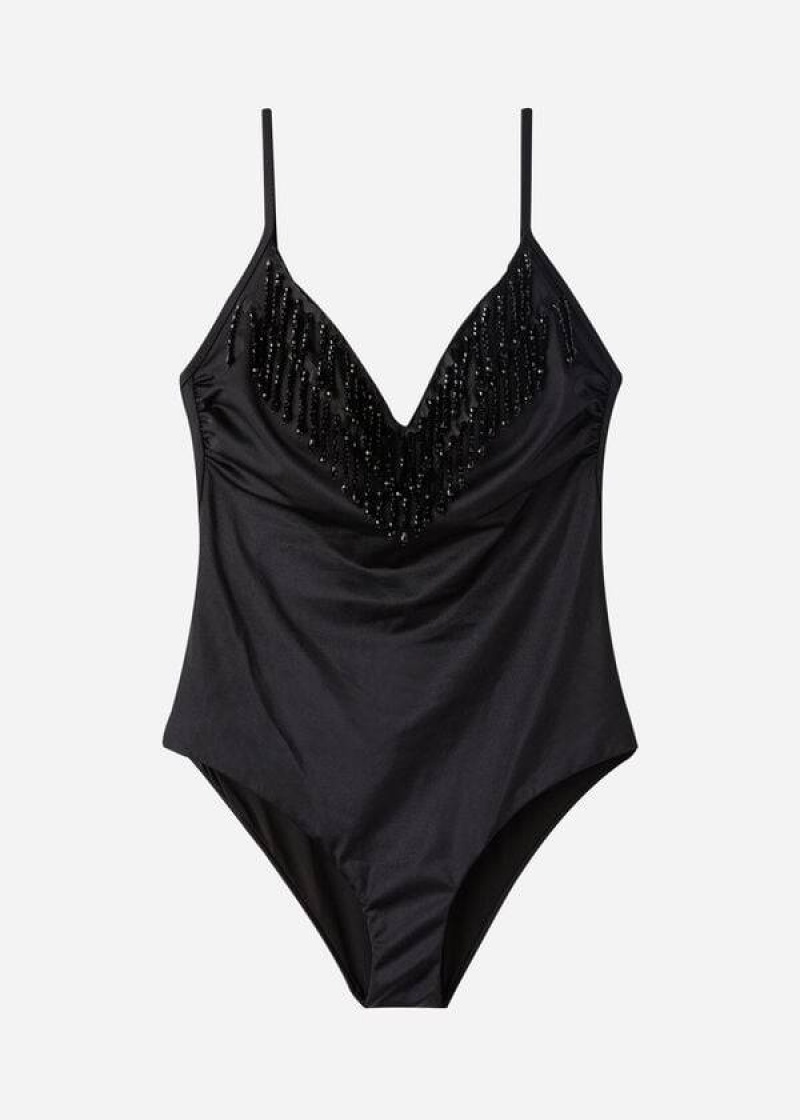 Calzedonia Lightly Padded One Piece Taipei Women's Swimsuits Black | CA 2037SO