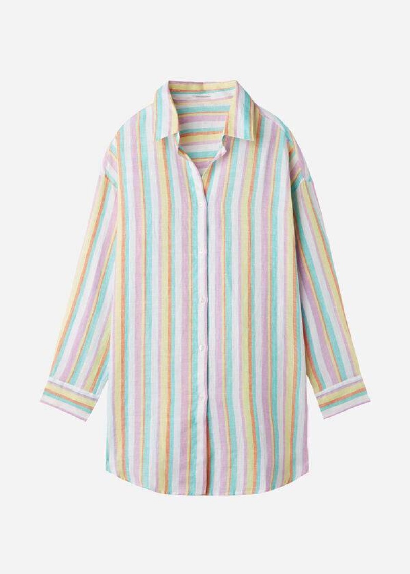 Calzedonia Linen Shirt Women's Cover Ups Multicolor Stripes | CA 2102NB