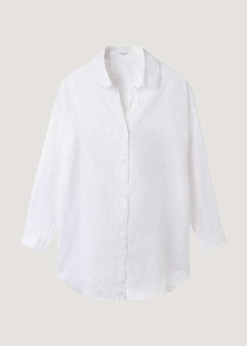 Calzedonia Linen Shirt Women's Cover Ups White | CA 2098XF