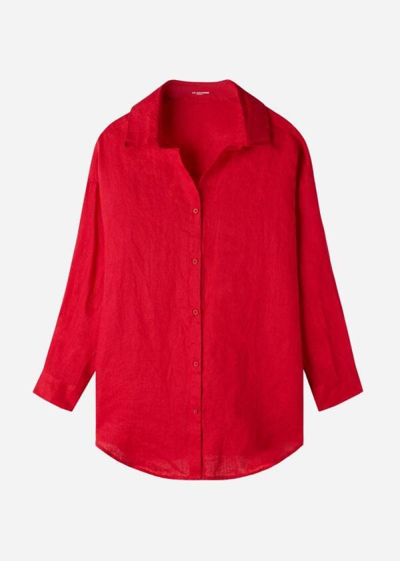 Calzedonia Linen Shirt Women's Cover Ups Red | CA 2096LH