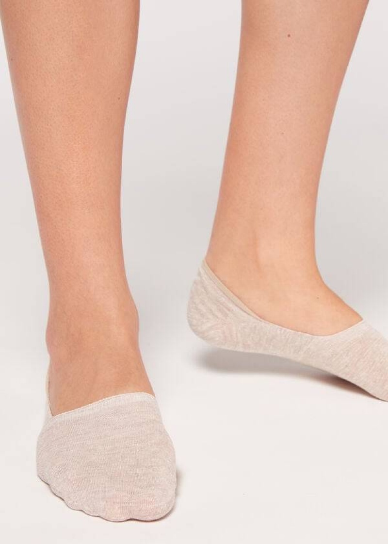 Calzedonia Linen and Viscose Invisible Women\'s Socks Beige | CA 1975WY