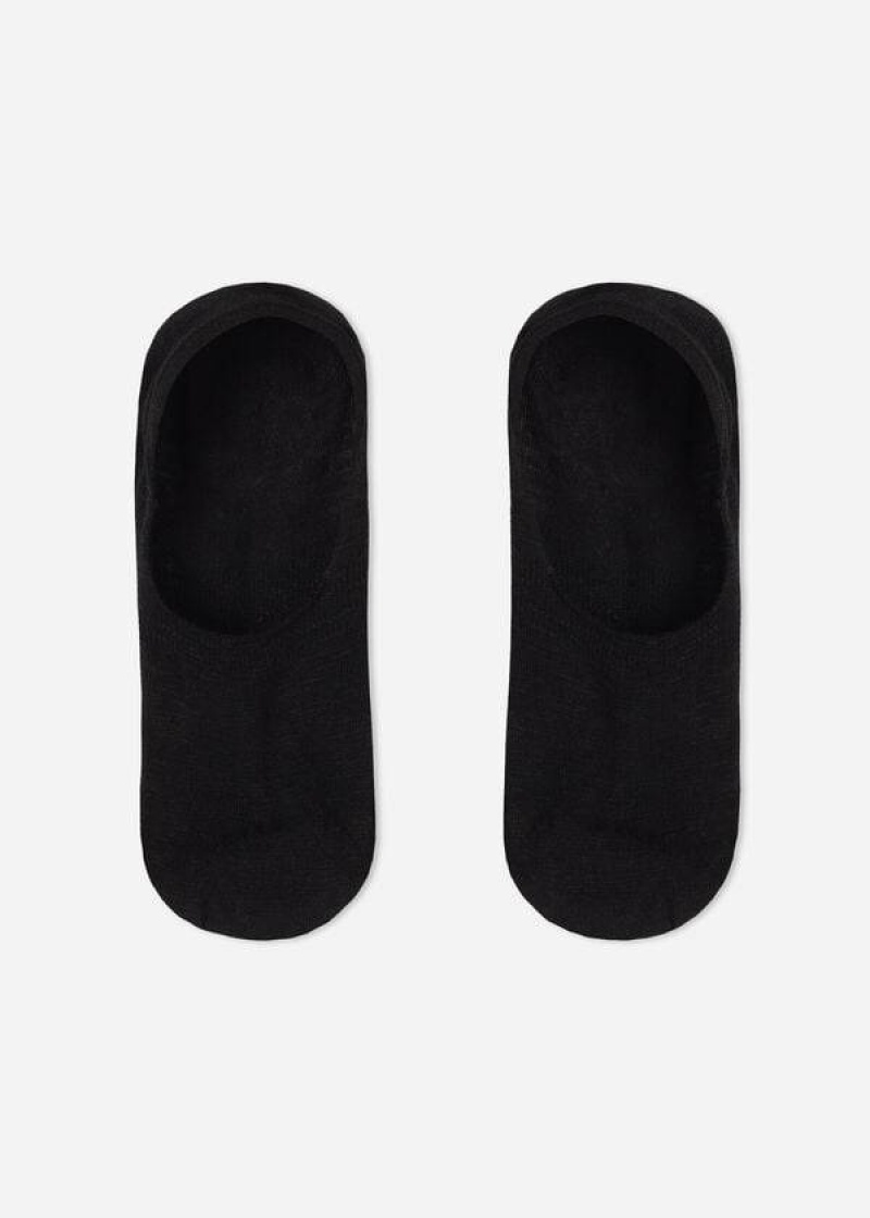 Calzedonia Linen and Viscose Invisible Women's Socks Black | CA 1974QZ