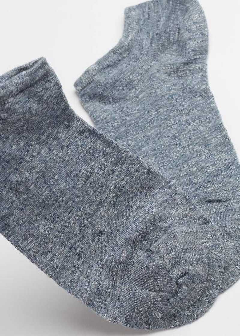 Calzedonia Linen and Viscose No-show Women's Socks Blue | CA 1897WY