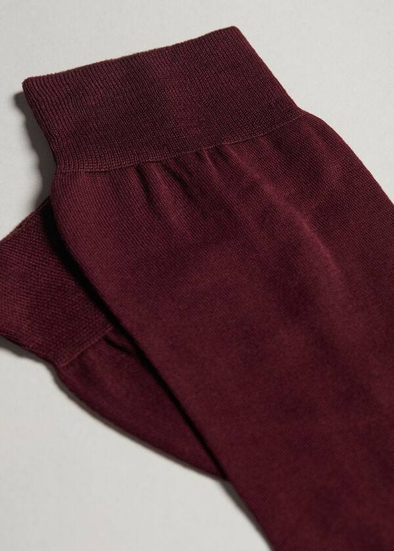 Calzedonia Lisle Thread Crew Men's Socks Burgundy | CA 1382UT