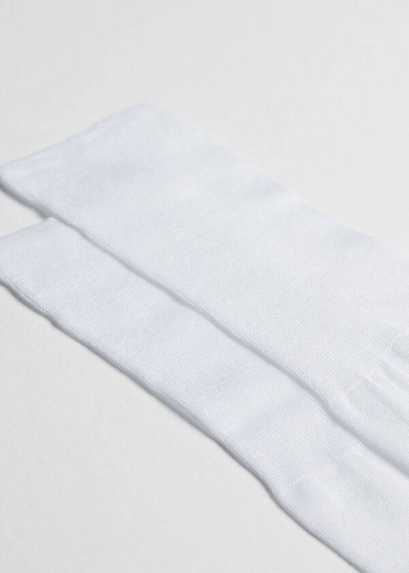 Calzedonia Lisle Thread Long Men's Socks White | CA 1427MA