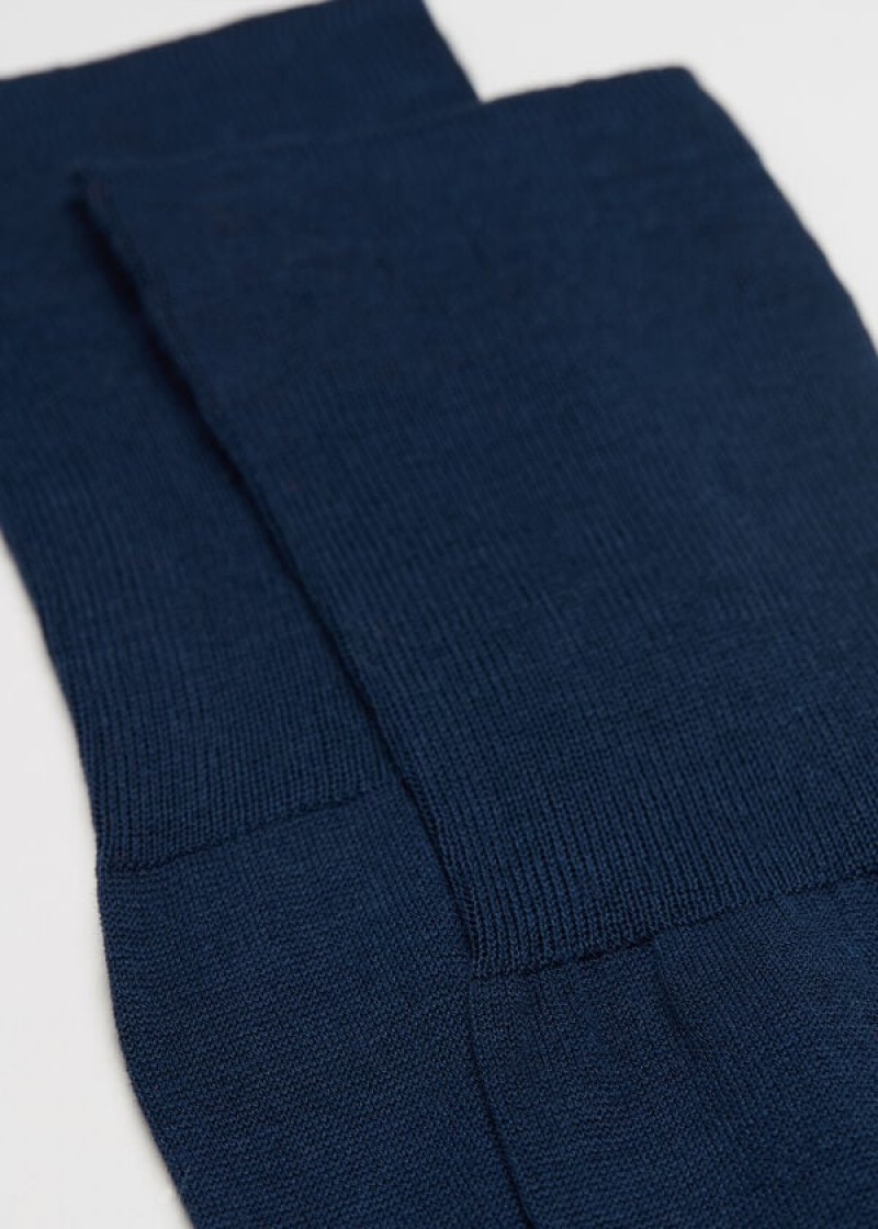 Calzedonia Lisle Thread Long Men's Socks Navy | CA 1426NB