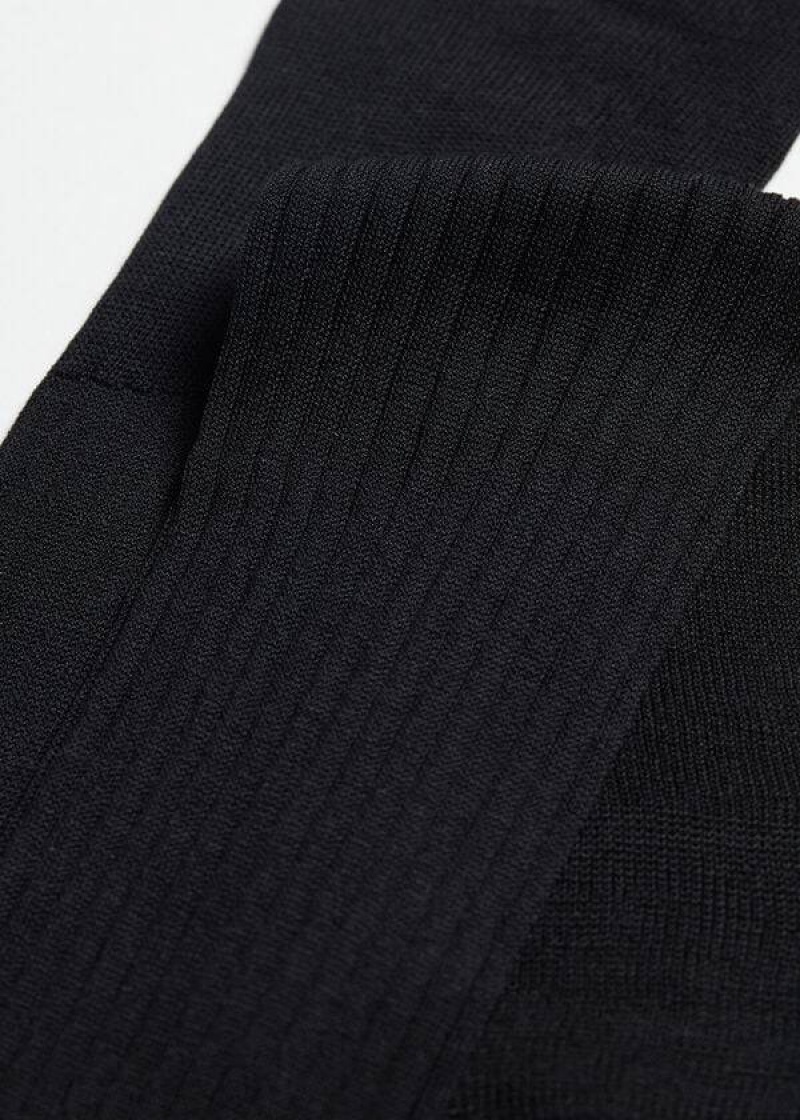 Calzedonia Lisle Thread Ribbed Long Men's Socks Black | CA 1435IS