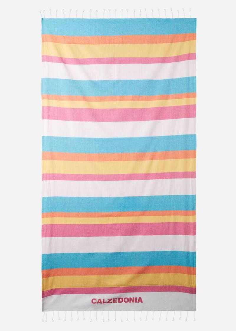 Calzedonia Logo Beach Towel Women's Accessories Multicolor Stripes | CA 2915IS