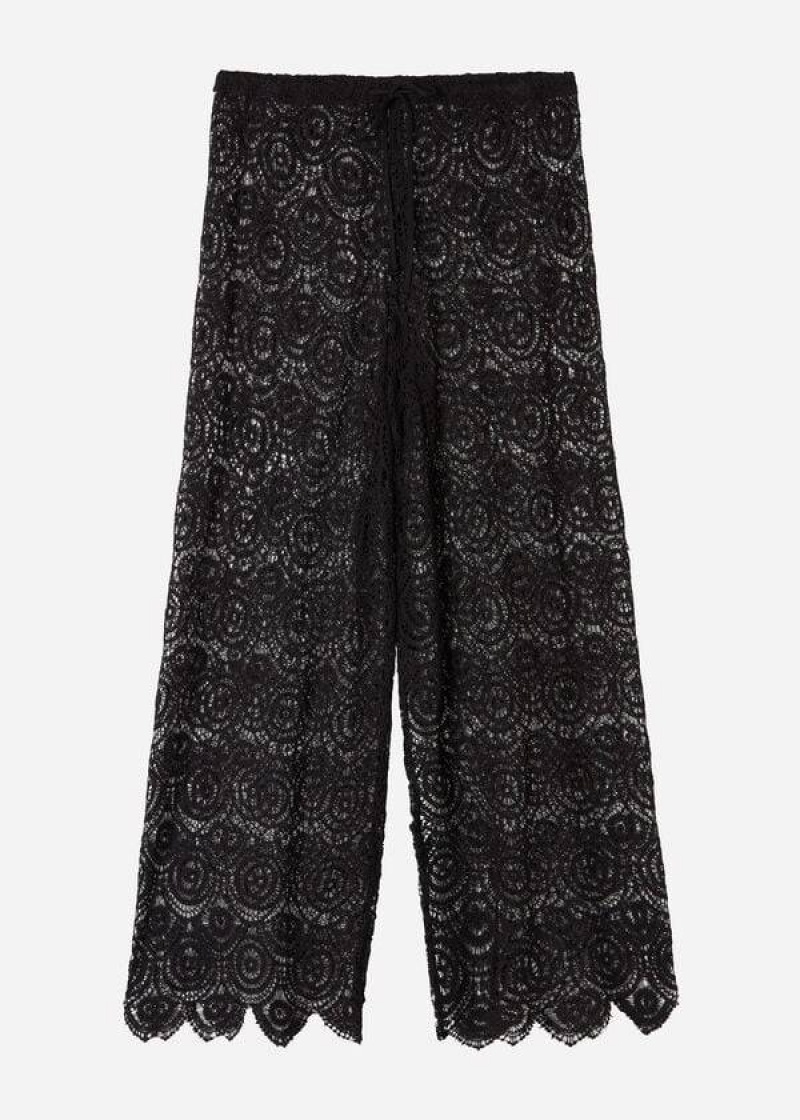 Calzedonia Long Crochet Pants Women's Cover Ups Black | CA 2058UT