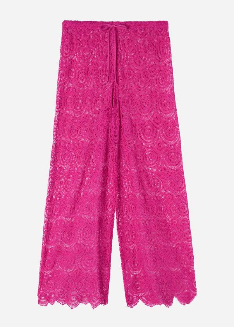 Calzedonia Long Crochet Pants Women's Cover Ups Pink | CA 2057YU