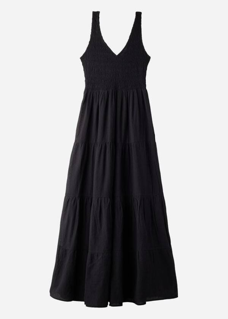 Calzedonia Long Dress with Ruffled Skirt Women's Cover Ups Black | CA 2091FM