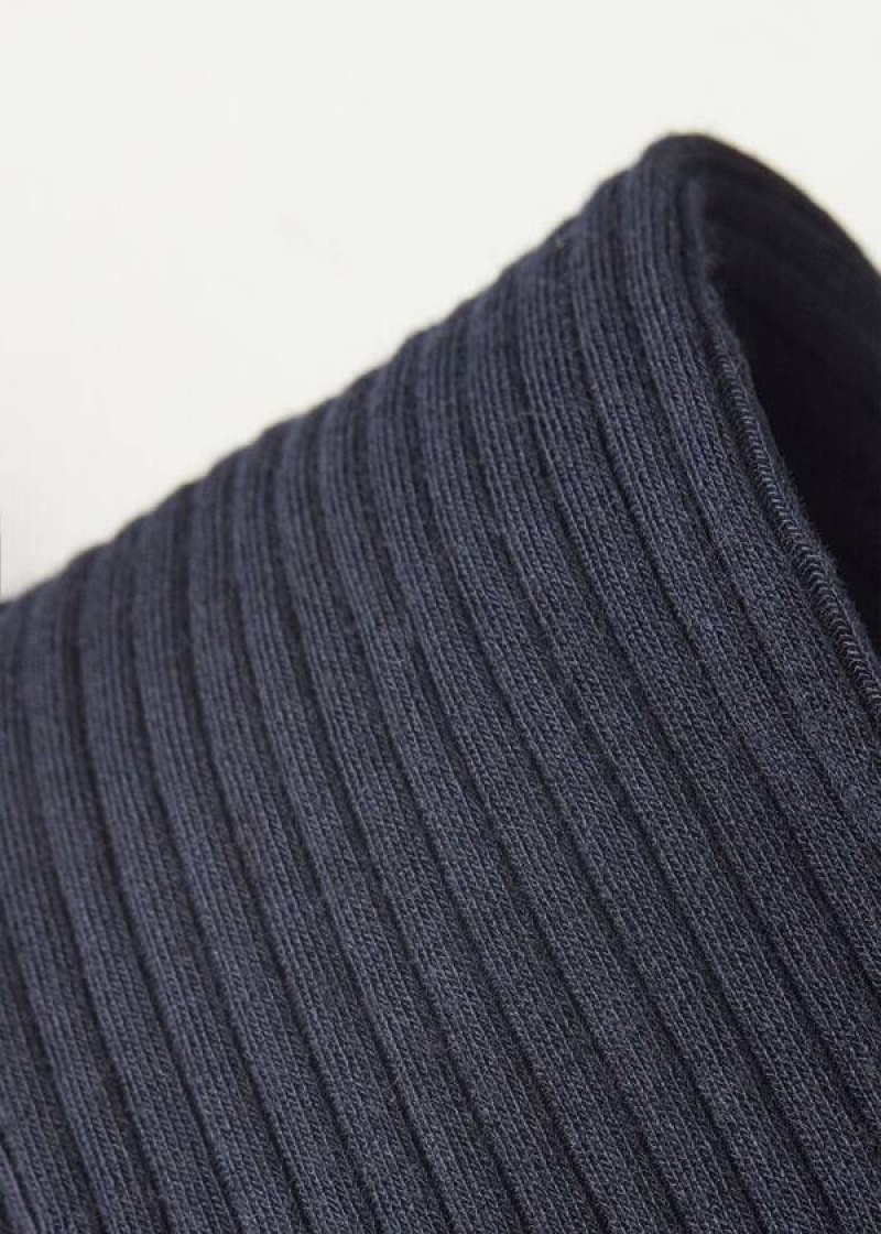 Calzedonia Long Ribbed Cashmere Women's Socks Blue | CA 1944VD