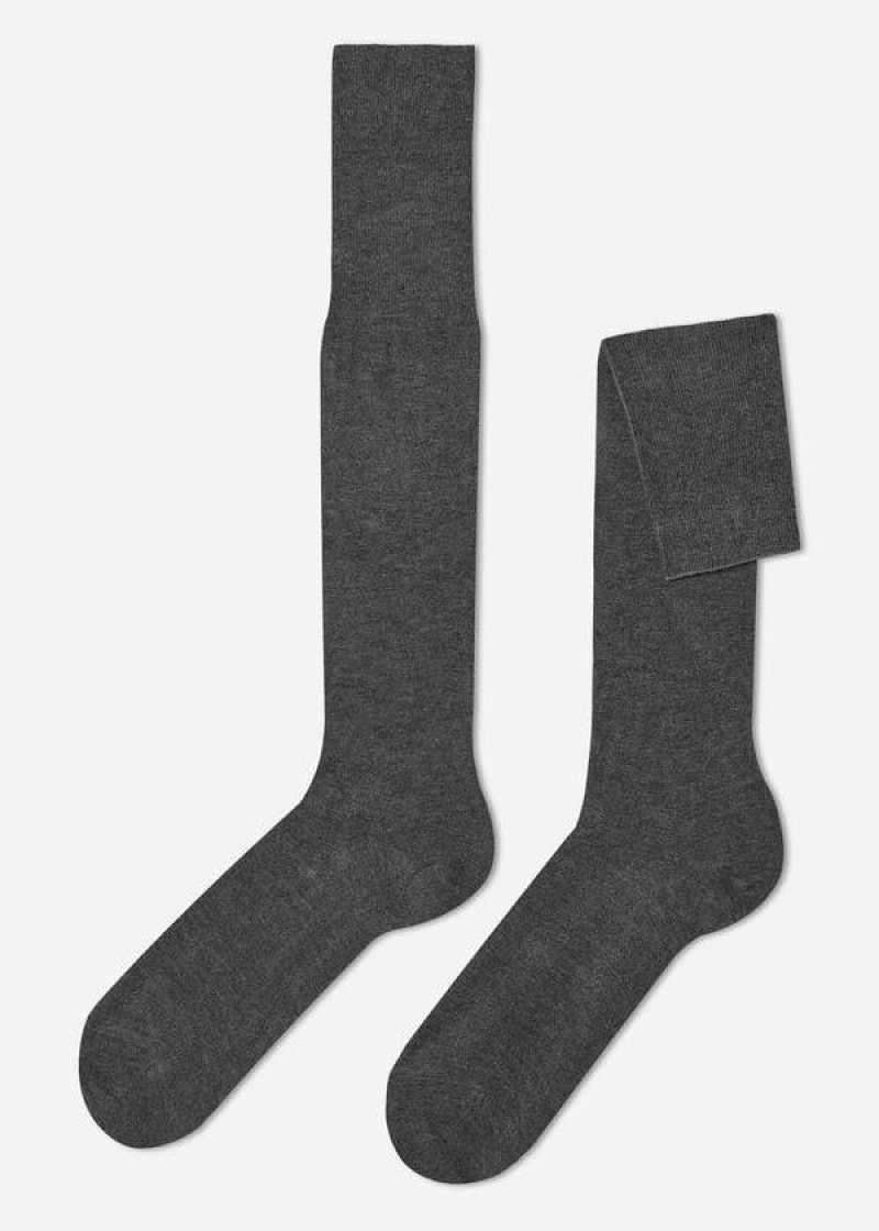 Calzedonia Long with Cashmere Men\'s Socks Grey | CA 1406TV