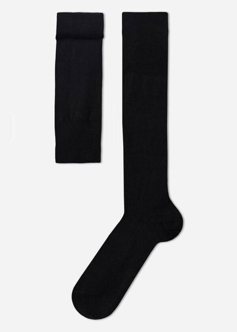 Calzedonia Long with Cashmere Men\'s Socks Black | CA 1404EX