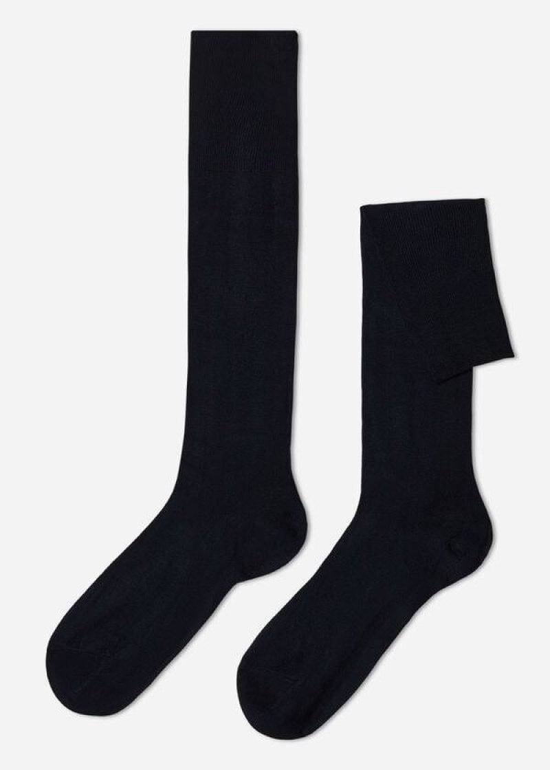 Calzedonia Long with Cashmere Men\'s Socks Blue | CA 1403WY