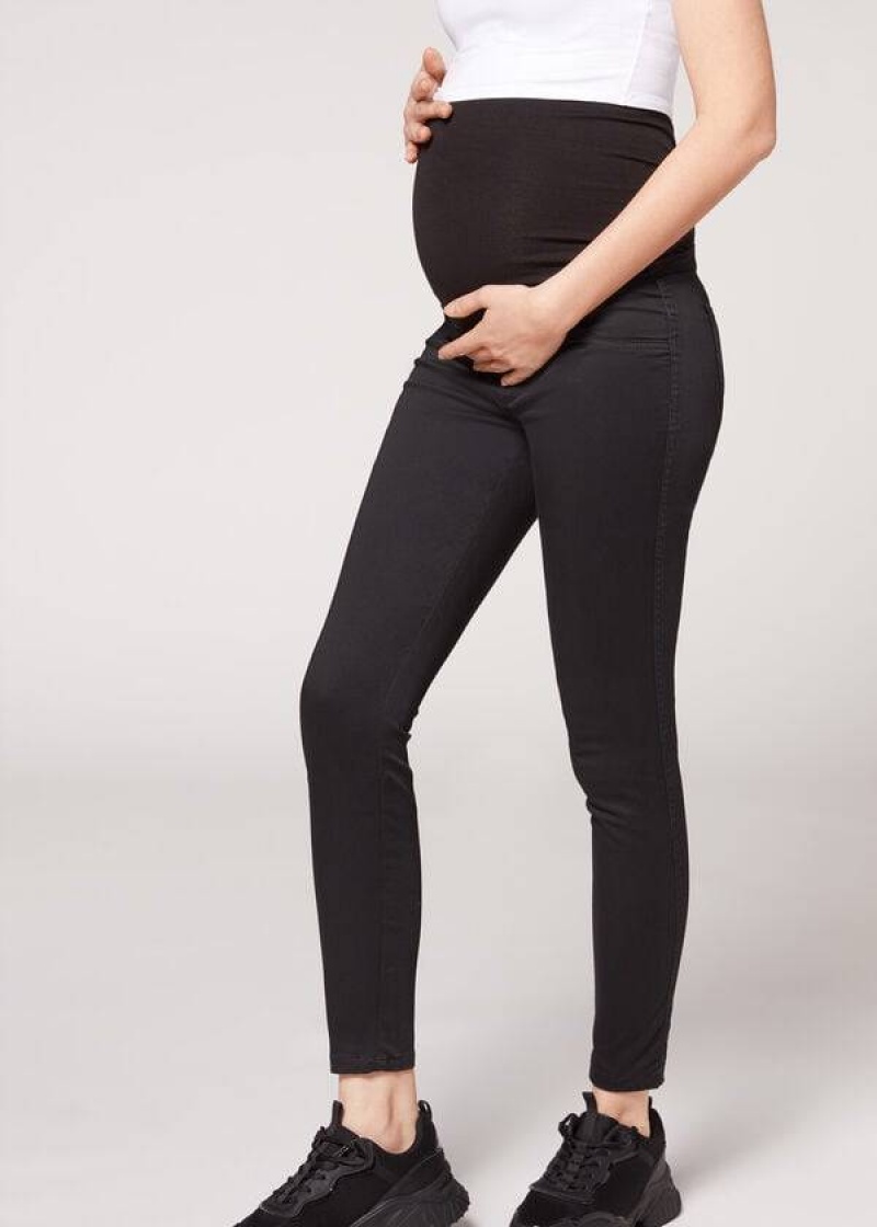 Calzedonia Maternity Jean Sport Women's Leggings Black | CA 1443HK