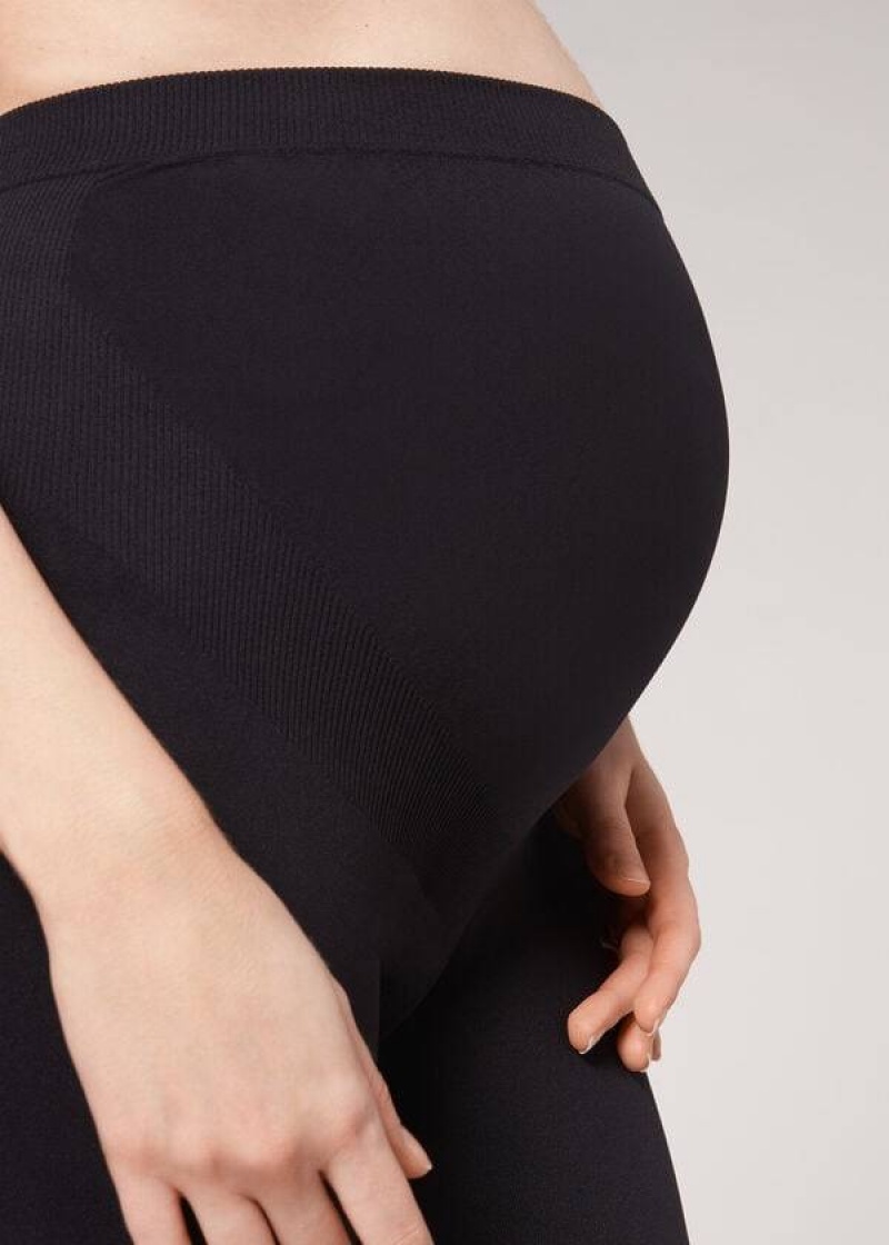 Calzedonia Maternity Opaque Footless Women's Leggings Black | CA 1441FM